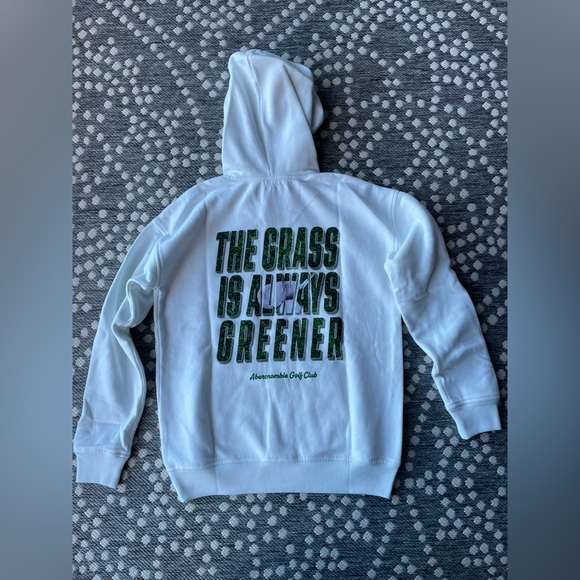 Abercrombie Golf Club Hoodie sweatshirt NEW Boys Medium Large 11 12 white green - Picture 12 of 14